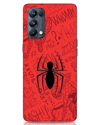 Shop Spider Doodle 3D Designer Cover for Oppo Reno 5 Pro-Front