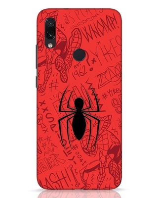 Shop Spider Doodle 3D Designer Cover for Xiaomi Redmi Note 7 Pro-Front