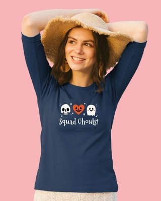 Shop Squad Ghouls Round Neck 3/4 Sleeve T-Shirt-Front