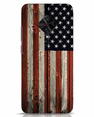 Shop Stars And Stripes Wood Vivo S1 Pro Mobile Cover-Front