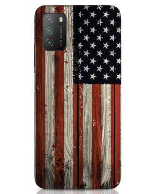 Shop Stars And Stripes Wood Xiaomi Poco M3 Mobile Cover-Front