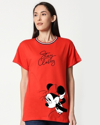 Shop Stay Classy Minnie Boyfriend Varsity Rib H/S T-Shirt (DL)-Front