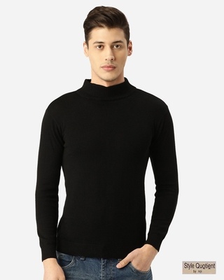 Shop Style Quotient Men Black Solid Pullover Sweater-Front