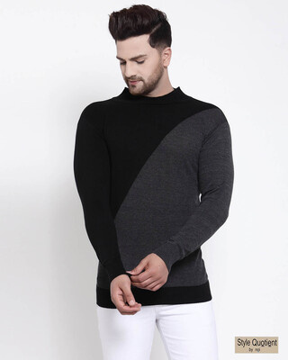 Shop Style Quotient Men Grey Solid Pullover Sweater-Front