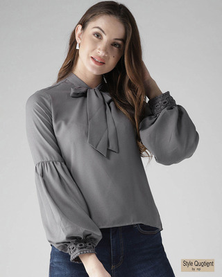 Shop Women's Grey Solid Top-Front