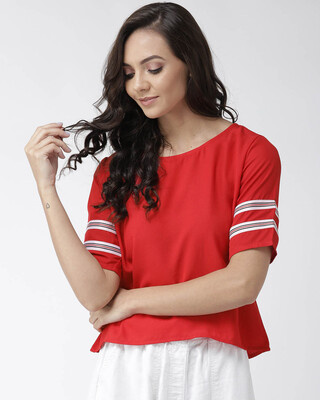 Shop Women's Red Solid Top-Front