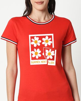 Shop Summer Daisies Crewneck Varsity Rib H/S T-Shirt Multicolor-Front