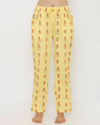 Shop Women's Yellow Regular Fit Printed Pyjama-Front