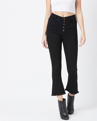 Shop Women's Black Dark Wash 5 Pocket High Rise Jeans-Front