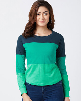 Shop Color Block Women's Round Neck T-shirt-Front