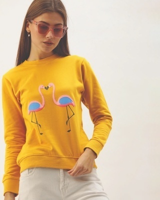 Shop The Dry State Women's Mustard In Love Sweathirt-Front