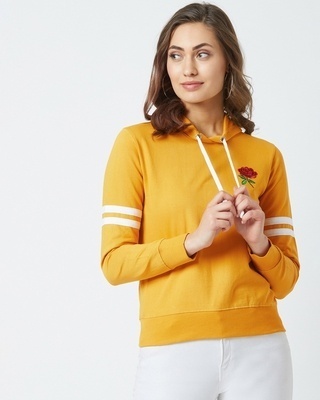 Shop Rose Embroidered Sweatshirt in Yellow-Front