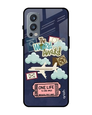 Shop The World Awaits Printed Premium Glass Cover for OnePlus Nord 2 (Shock Proof, Lightweight)-Front