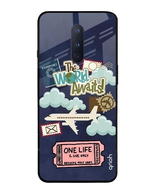 The World Awaits Printed Silicon Glass Cover For OnePlus 8 (Light Weight, Impact Resistant)