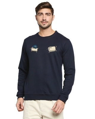 Shop Think Basic Folks Men's Navy Blue "The Esc Artist"  Sweatshirt-Front