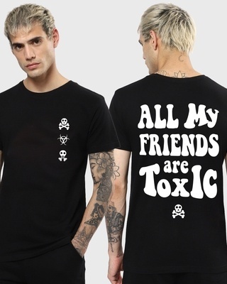 Shop Men's Black Toxic Typography T-shirt-Front