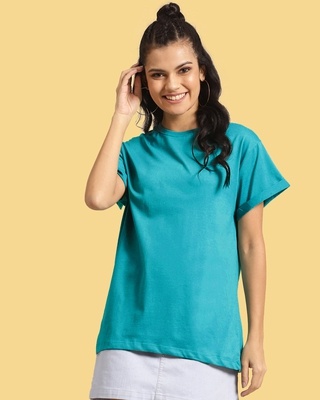 Shop Tropical Blue Boyfriend T-Shirt-Front