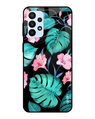 Shop Leaves &  Flowers Printed Premium Glass Cover for Samsung Galaxy A23 (Shockproof, Light Weight)-Front