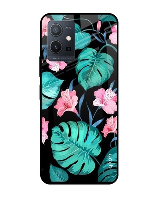 Shop Leaves & Flowers Printed Premium Glass Cover for Vivo Y75 5G (Shock Proof, Lightweight)-Front