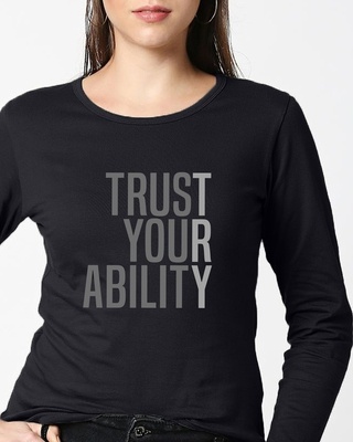 Shop Women's Trust Your Ability Full Sleeves T-shirt-Front