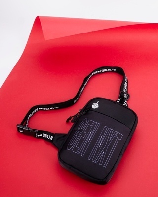 Shop Unisex Black Gen Next Typography Sling Bag-Front