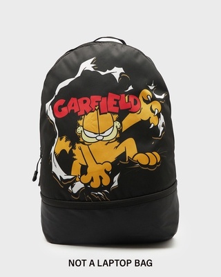 Shop Unisex Black Hello Garfield Printed Small Backpack-Front