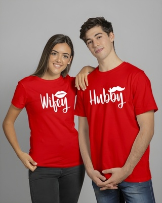 Print Unisex Red Hubby Wifey Pack 
