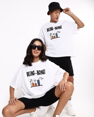 Shop Unisex White Being Bong Typography T-shirt-Front