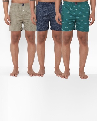 Shop Urban Scottish Men's Pack of 3 Printed Regular Fit Boxers-Front