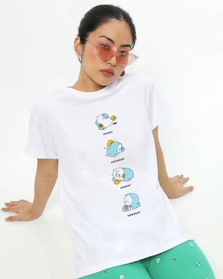 Shop Women's White Weekend Feels Graphic Printed Boyfriend T-shirt-Front