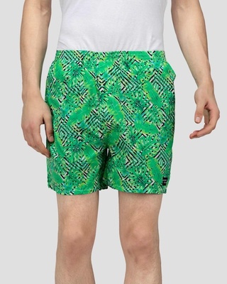 Shop What's Down Green Tropical Mens Boxers-Front