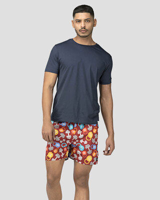 Shop Whats Down Maroon Dumbbells Boxer-Front