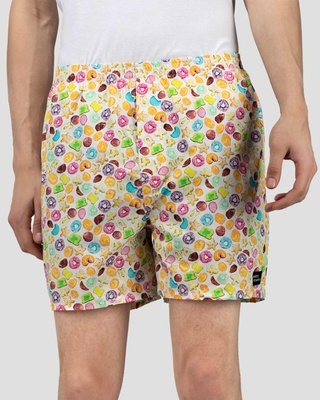Shop What's Down White Fruit Loopy Mens Boxers-Front