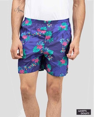 Shop Whatsdown Purple Tropical Boxers-Front