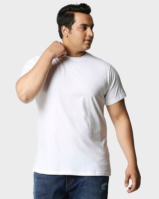 Shop White Half Sleeve Plus Size T-Shirt-Front