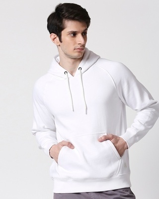 Shop White Hoodie Sweatshirt-Front