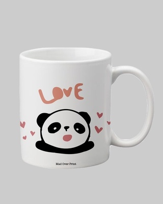 Shop White Love Panda Ceramic Mug-Front