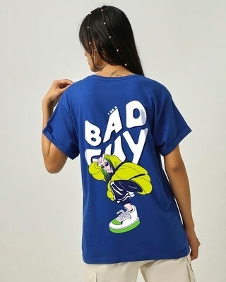 Shop Women's Blue Bad Guy Billie Graphic Printed Boyfriend T-shirt-Front