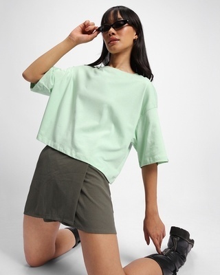 Shop Women's Green Oversized Short Top-Front