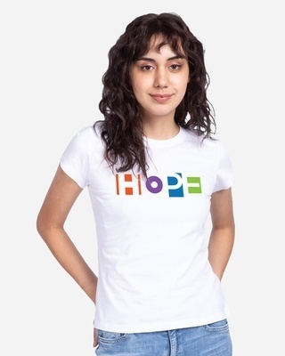 Shop Women's White Pop Hope Graphic Printed T-shirt-Front