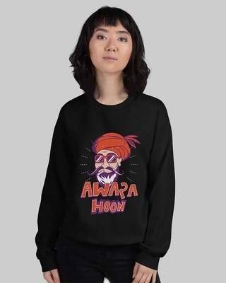 Shop Women's Black Awara Hoon Printed Regular Fit Sweatshirt-Front