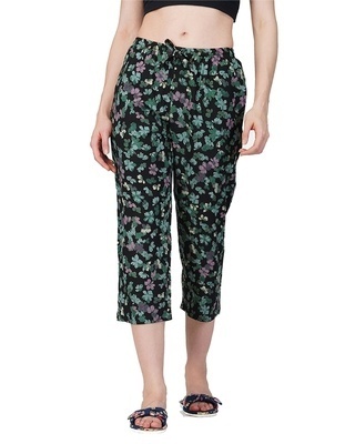 Shop Women's Black All Over Printed Capris-Front