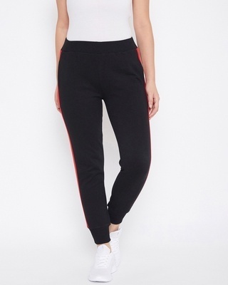 Shop Women's Black Color Block Track Pants-Front