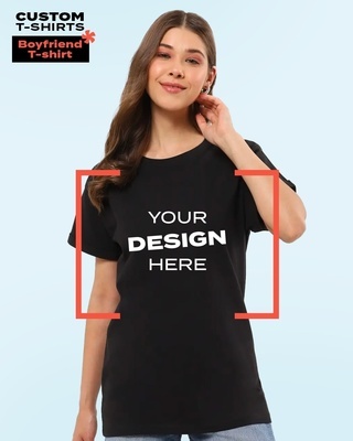 Women's Black Customizable Boyfriend T-shirt
