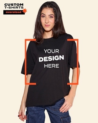 Shop Women's Black Customizable Oversized T-shirt-Front