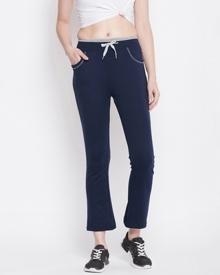 Shop Women's Blue Cotton Track Pants-Front
