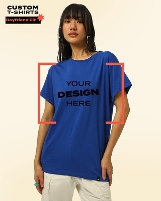 Shop Women's Blue Customizable Boyfriend T-shirt-Front