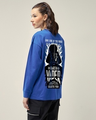 Shop Women's Blue Darth Vader Graphic Printed Oversized T-shirt-Front