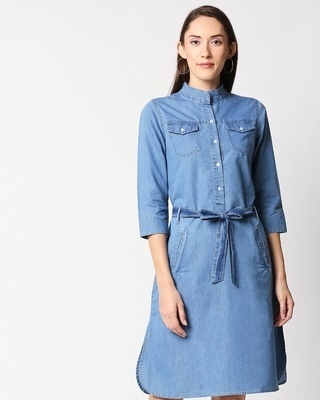 Shop Women's Blue Denim Blend Dress-Front