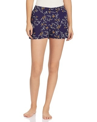 Shop Women's Blue Floral Printed Rayon Shorts-Front